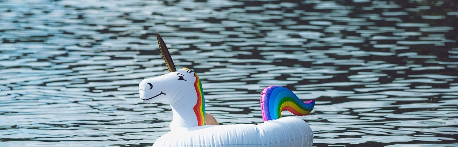 Unicorn pool float in the ocean