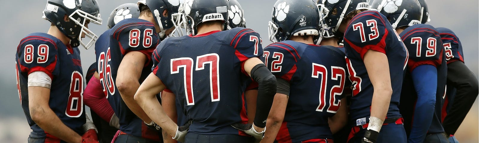 a football team in blue