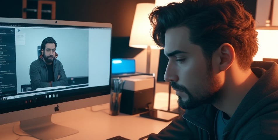 Man working on video editing on his computer