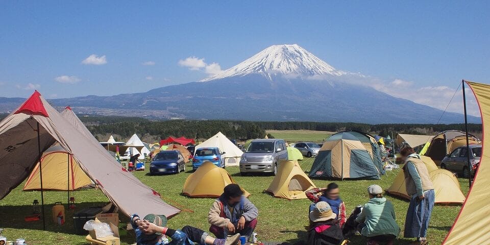 Camping site with Mt Fuji in background