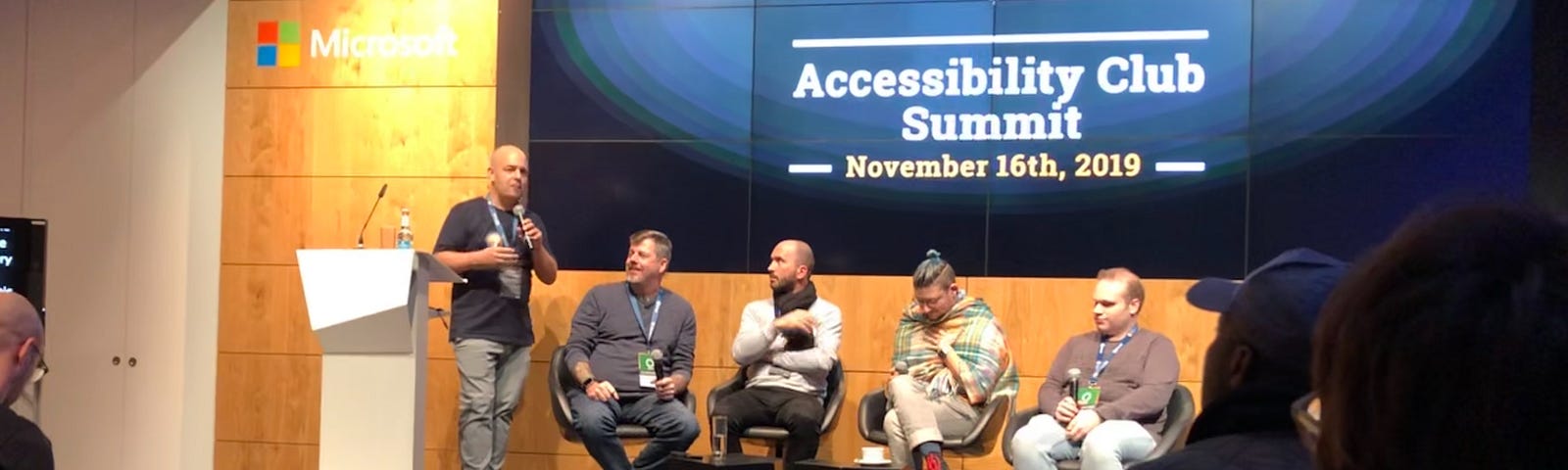 Panel discussion between 4 people that occurred on stage at the end of the event.