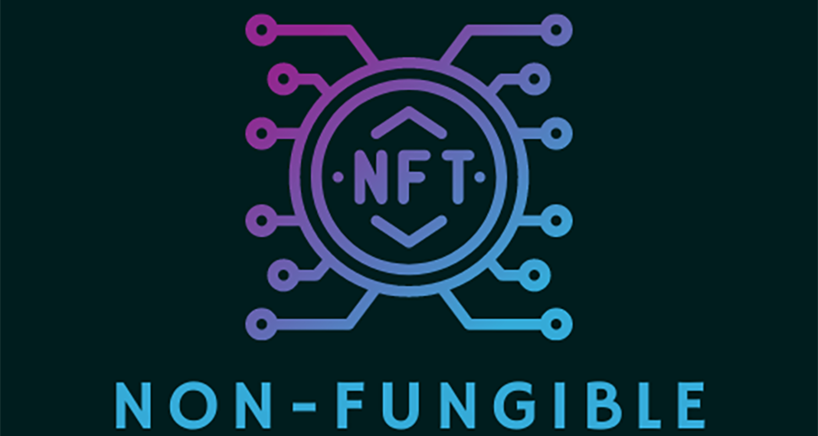 A logo with NFT Non-Fungible Token on it