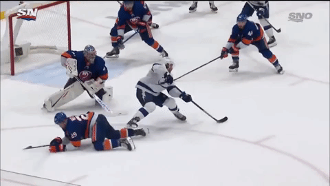 Ryan Pulock saves a goal as time expires in game four of Islanders Lightning 2021
