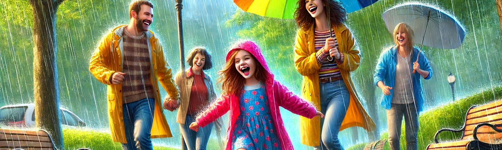 Mia and her parents make the best of the rainy spring day, turning it into a joyful and memorable experience.
