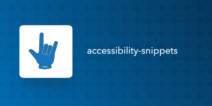 Accessibility-snippets banner with logo — hand showing sign language for love