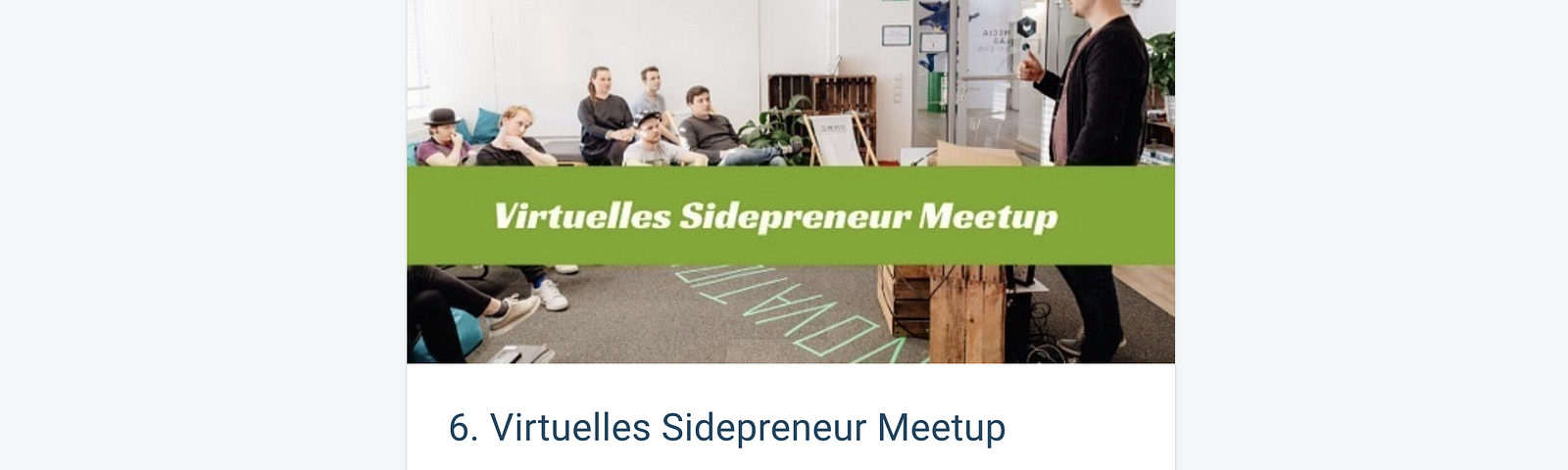 Sidepreneur meetup page on Veertly