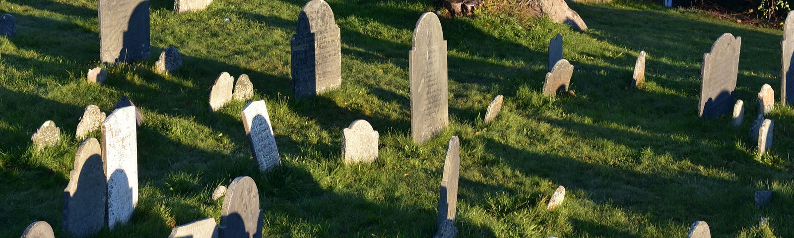 Gravestones on a hill.