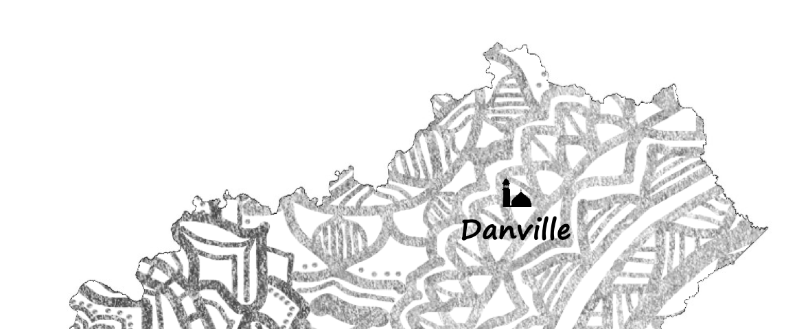 map of kentucky with danville highlighted