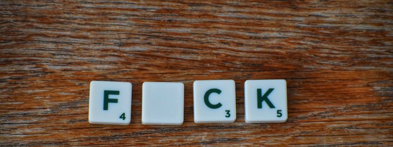 Fuck spelled out Scrabble game