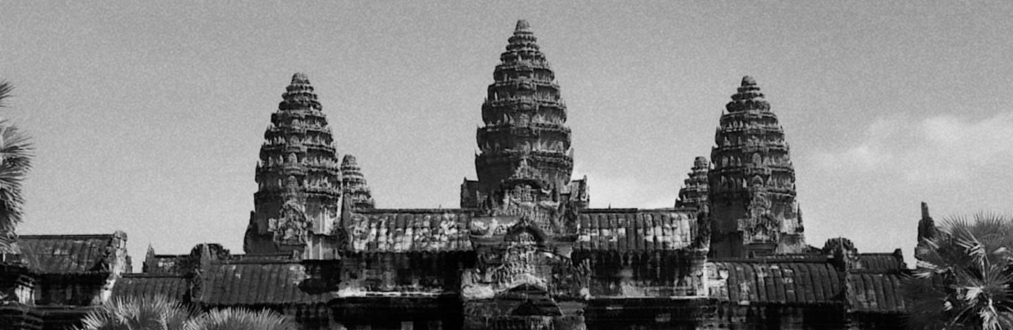 a black and white photo of a temple