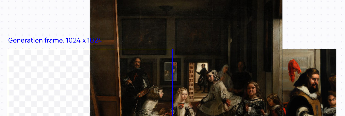DALLE-2 in the process of extending Diego Velázquez’s Las Meninas (1656)