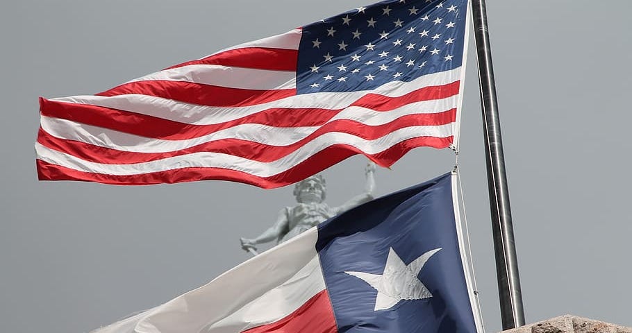 Texas and American flags