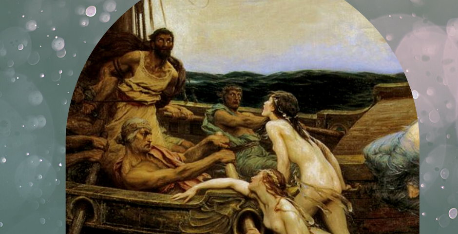 Sirens trying to get on Odysseus boat