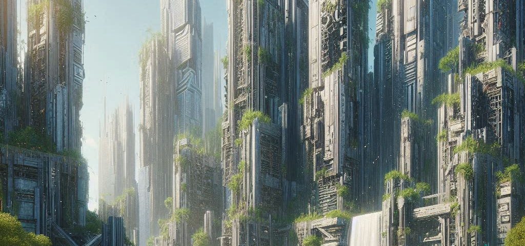 ruins of a futuristic city
