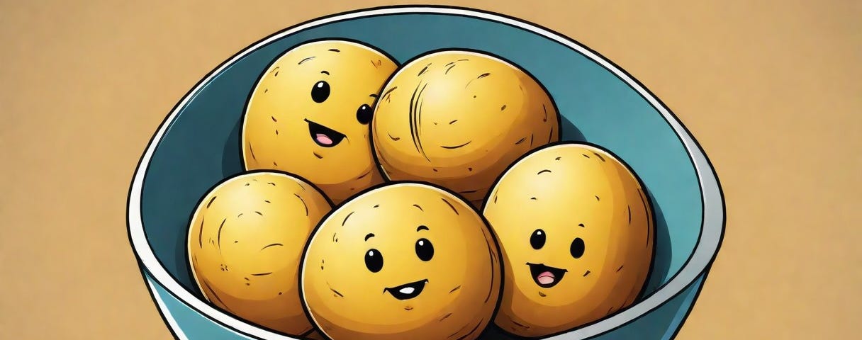 Cute potatoes in a bowl