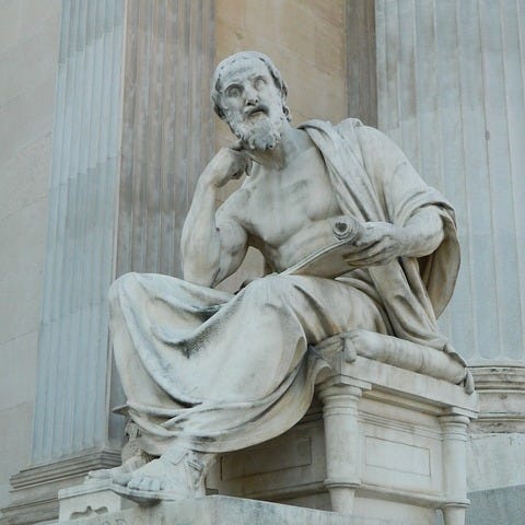 A marble statue of Herodotus