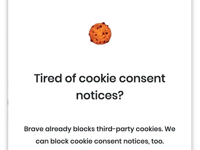 IMAGE: Cookie consent notices deactivated by default on Brave