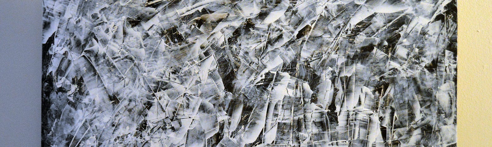 Title Contemporary abstract narrow band, 2024
 Robert Ireland (B. 1966) Mixed media, Wood panel 50.8 cm x 76.2 cm