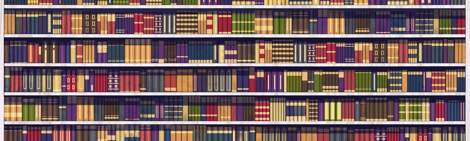 Illustration of over loaded book shelves