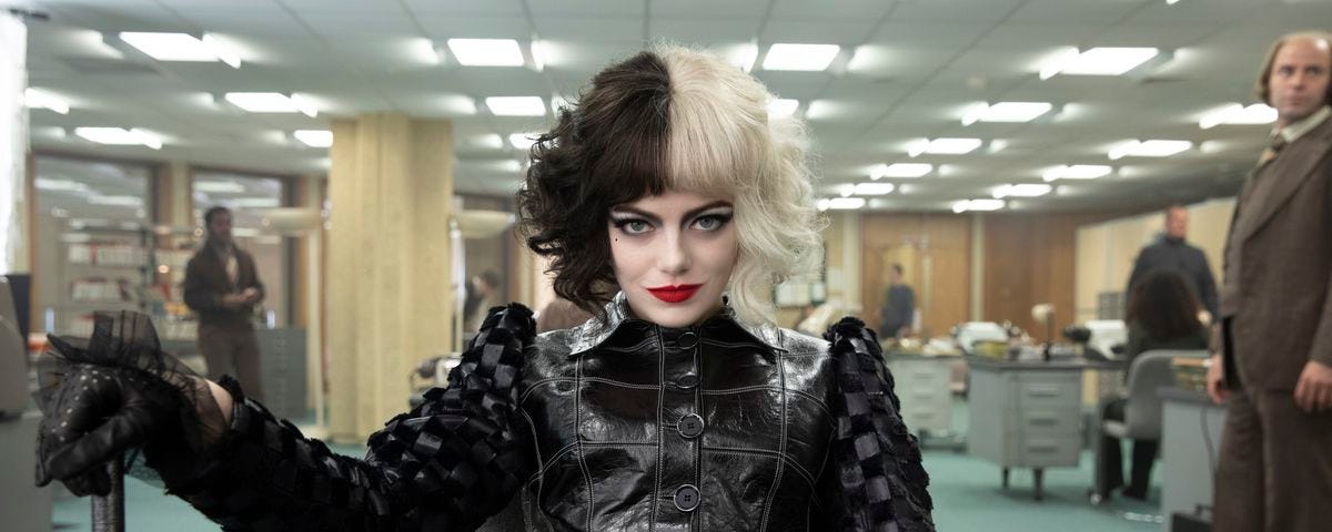 Emma Stone, in a scene from the movie Cruella (Courtesy/Disney)