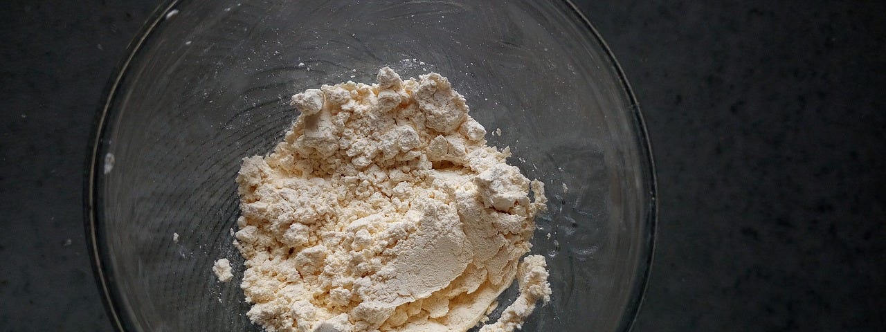 Wheat flour in a bowl.