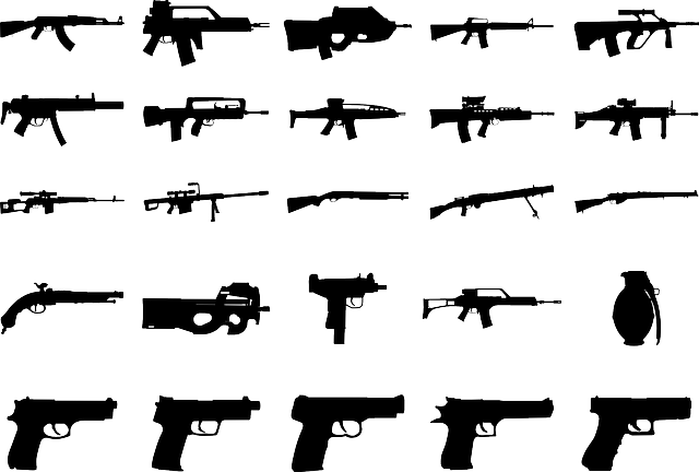 Silhouettes of multiple guns.