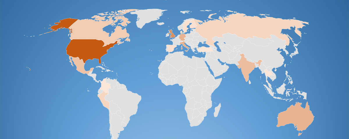 A map of the world showing service designers located around the world.