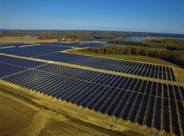 Solar farm owned by Amazon in Virginia which powers an AWS data center