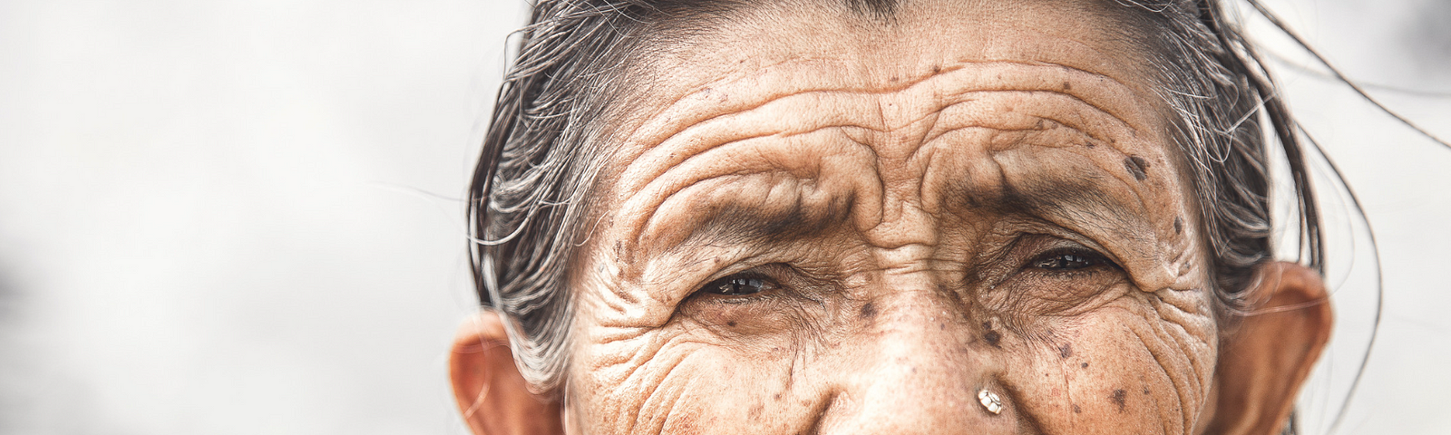 Wrinkly Asian woman face