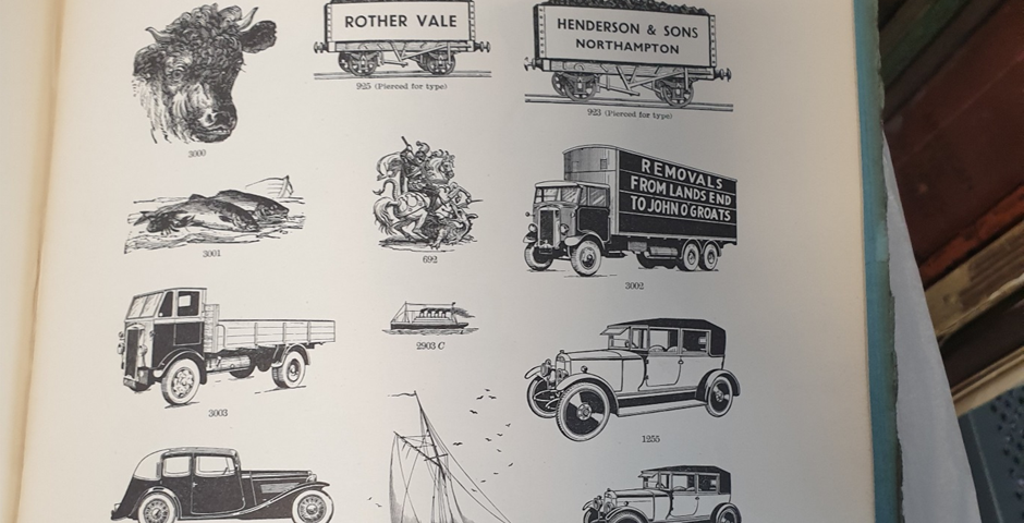 A page of printed illustrations from a printing trade catalogue.