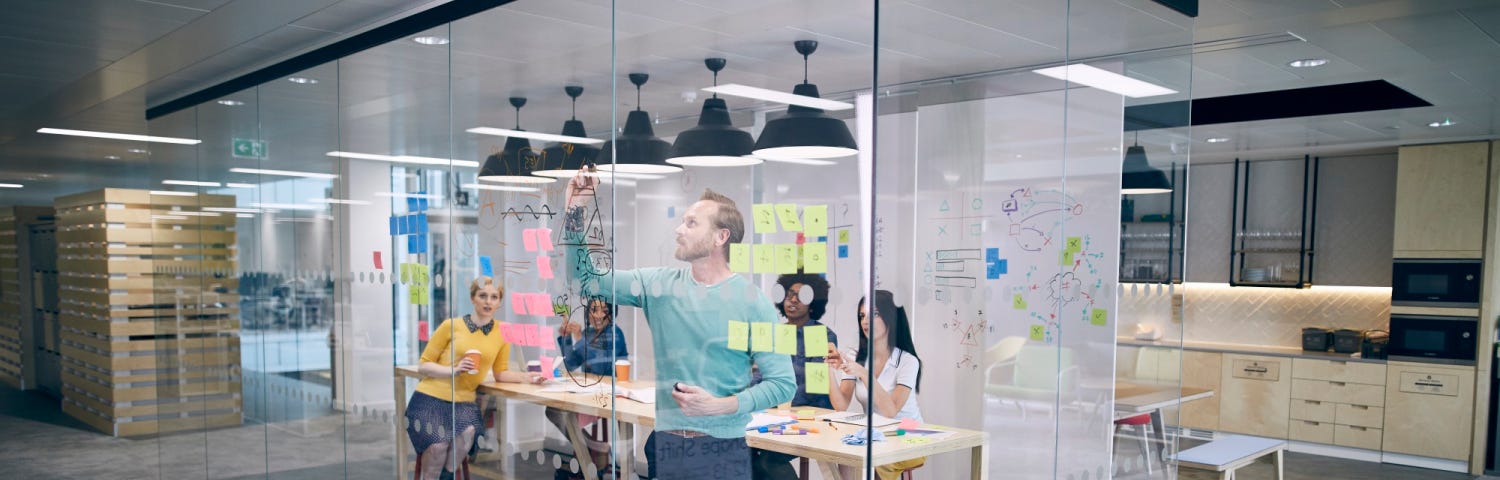 Business people having a workshop in office