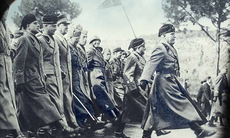 Mussolini marching during WW2