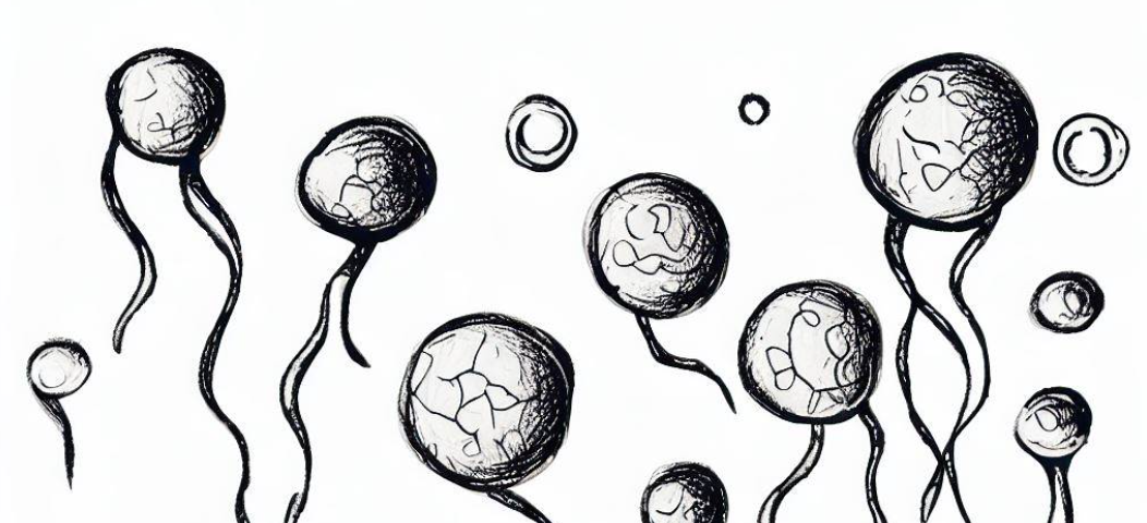 An artistic rendering of cells evolving and aging