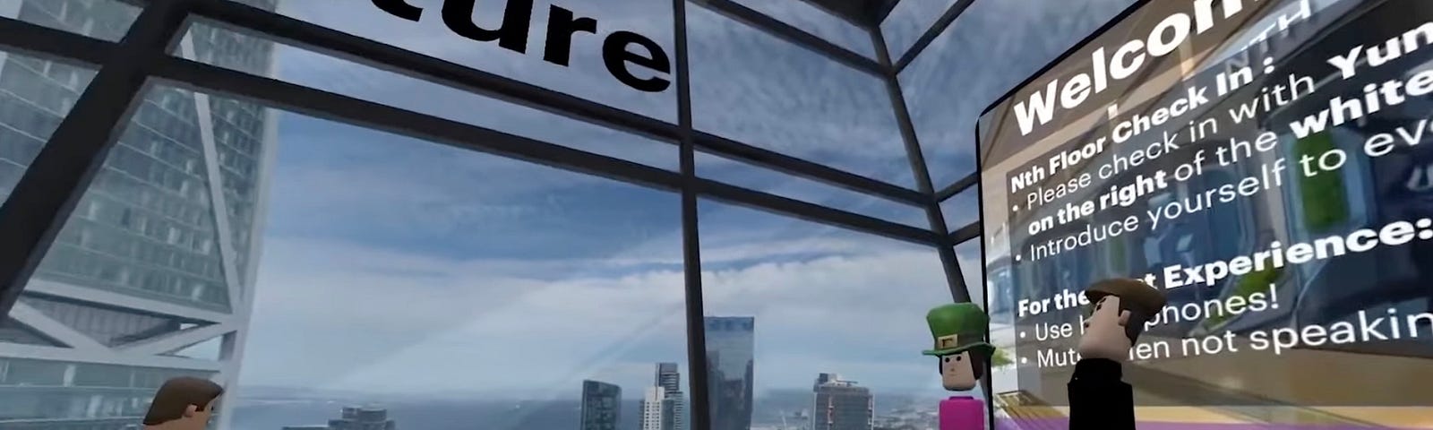 IMAGE: An image from an Acccenture video explaining their metaverse for employees, called “The Nth Floor”.