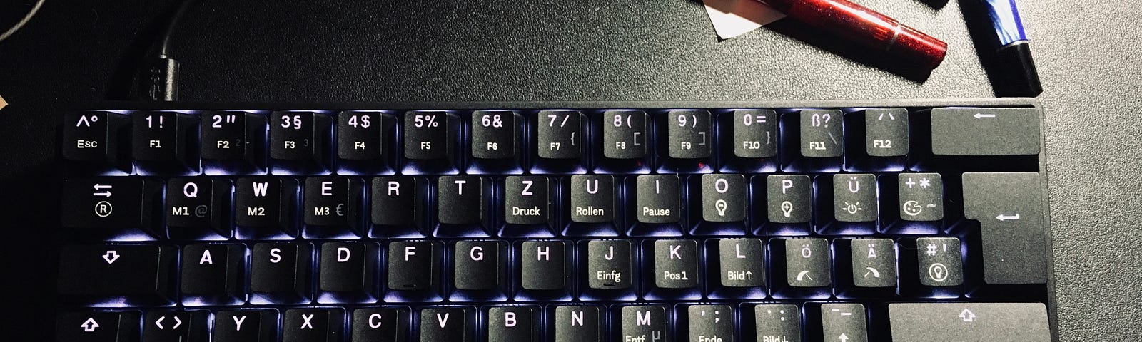 a mechanical keyboard on a deskmat