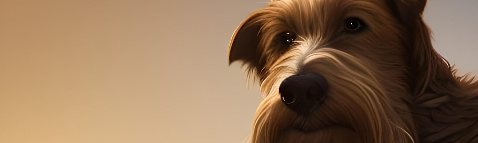 Image of soulful-looking dog generated by author using NightCafe