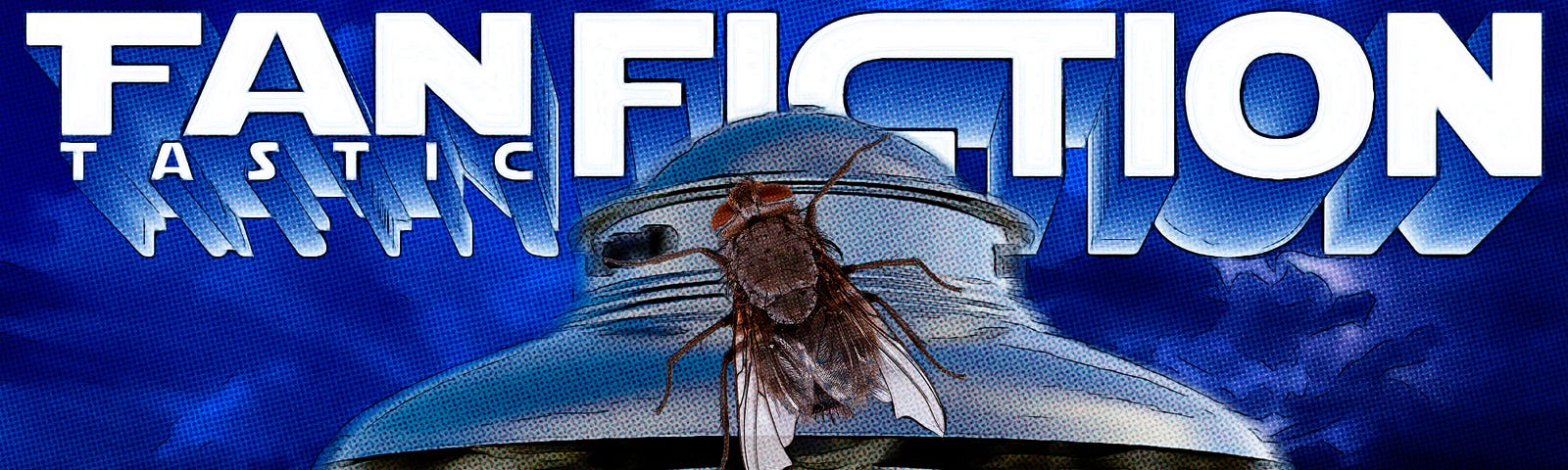 Fly crawls across flying saucer.