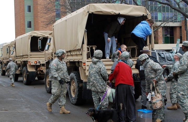 Photo of National Guardsmen leaving NYC subway patrols because it’s too dangerous. Humor. Satire. Crime. Violence. New York City. Commuting.