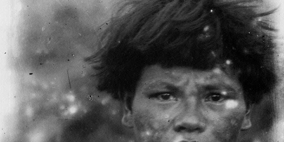 A man of Tao people circa 1900. We are all people of the Tap. Photo in black&white.
