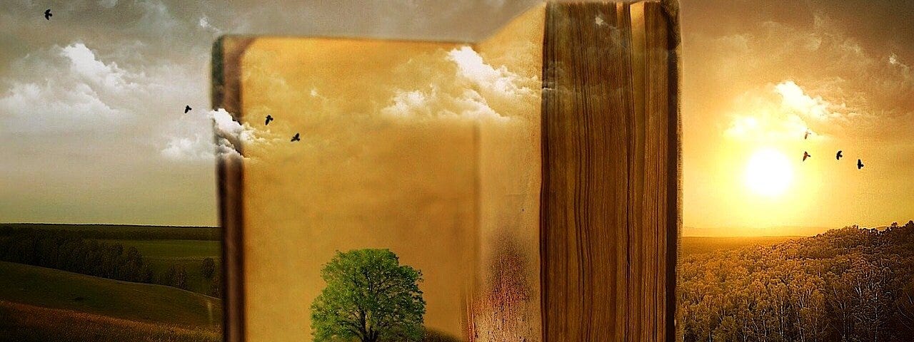 open book and countryside