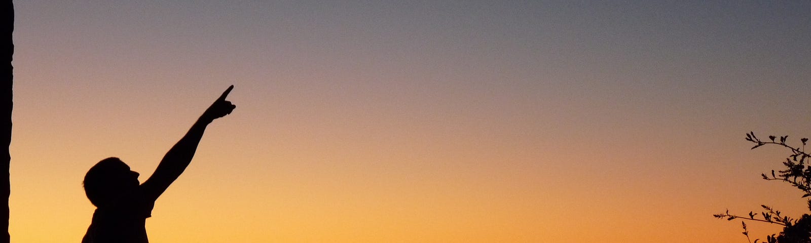 My brother pointing at the stars at sunset.