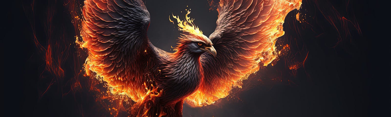 A phoenix in fire, rising up. A powerful symbol of rebirth.