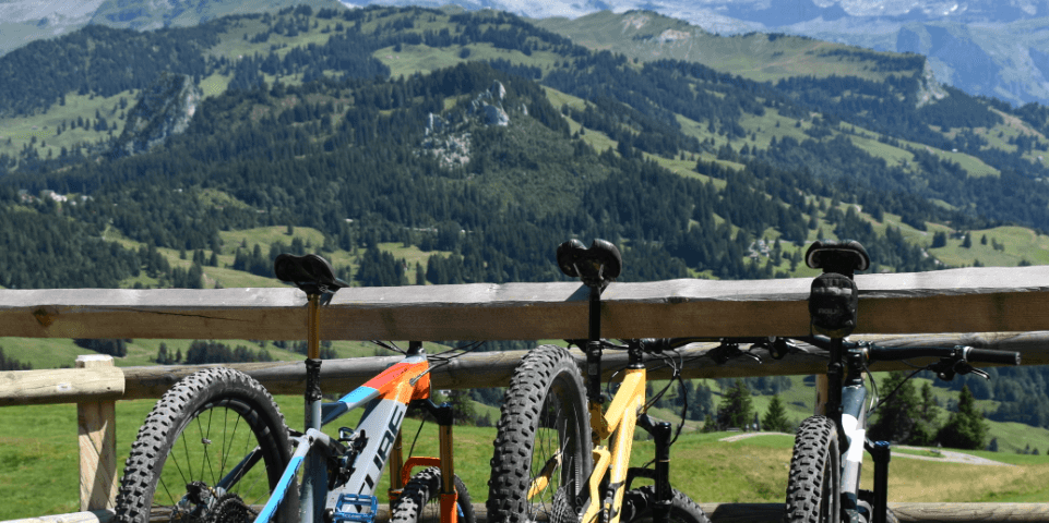 Mountain view with three mountain bikes in the foreground — Moral Letters to Lucilius