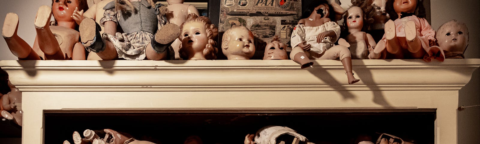 A collection of creepy porcelain dolls