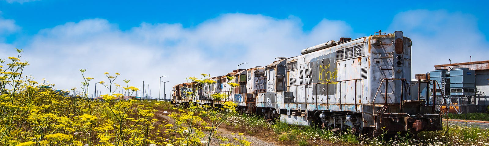 Abandoned diesel locomotives in Eureka, California.