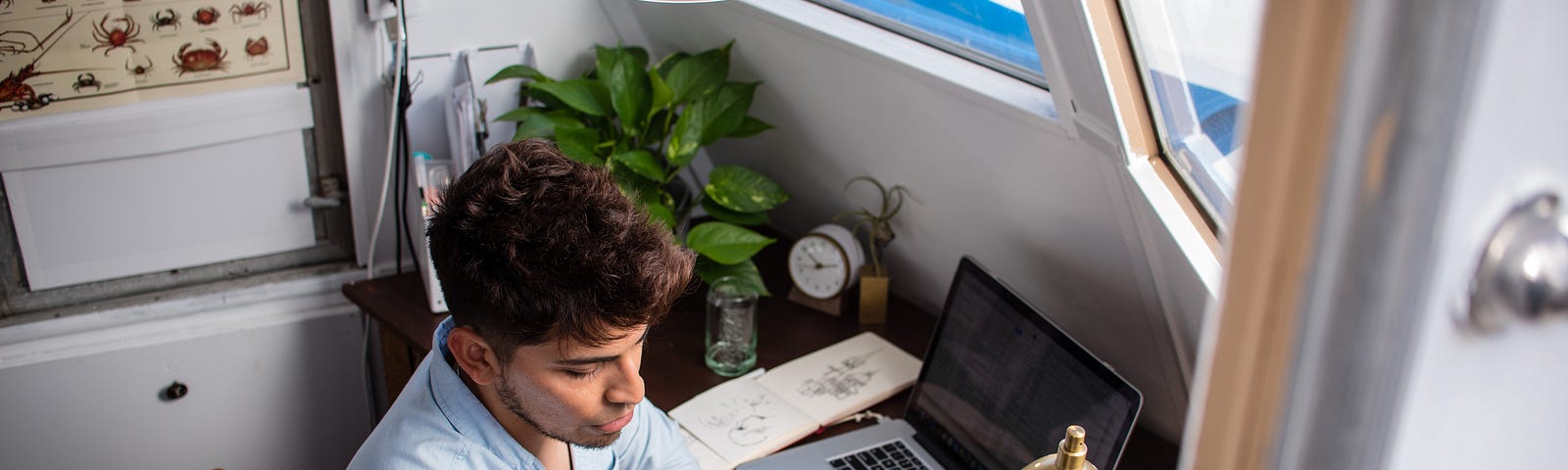 man working from home at desk