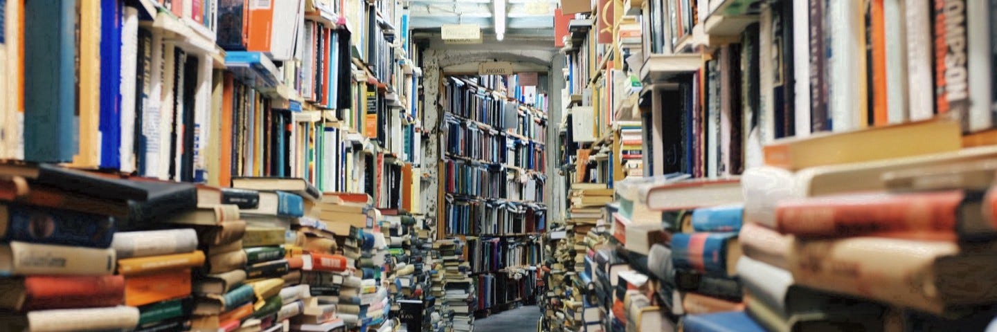 A room full of books.