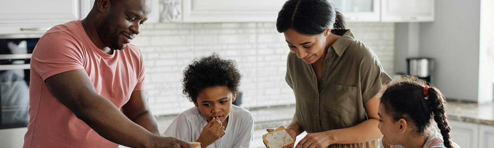 family preparing a meal together