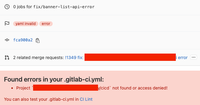 Gitlab pipeline failed because “Project `xxx` not found or access denied!”