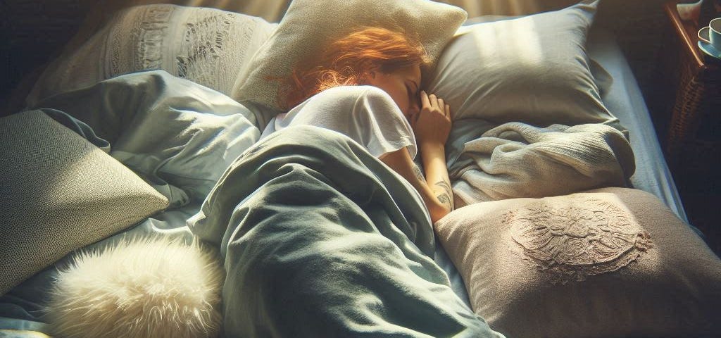 A woman sleeping in bed during the day